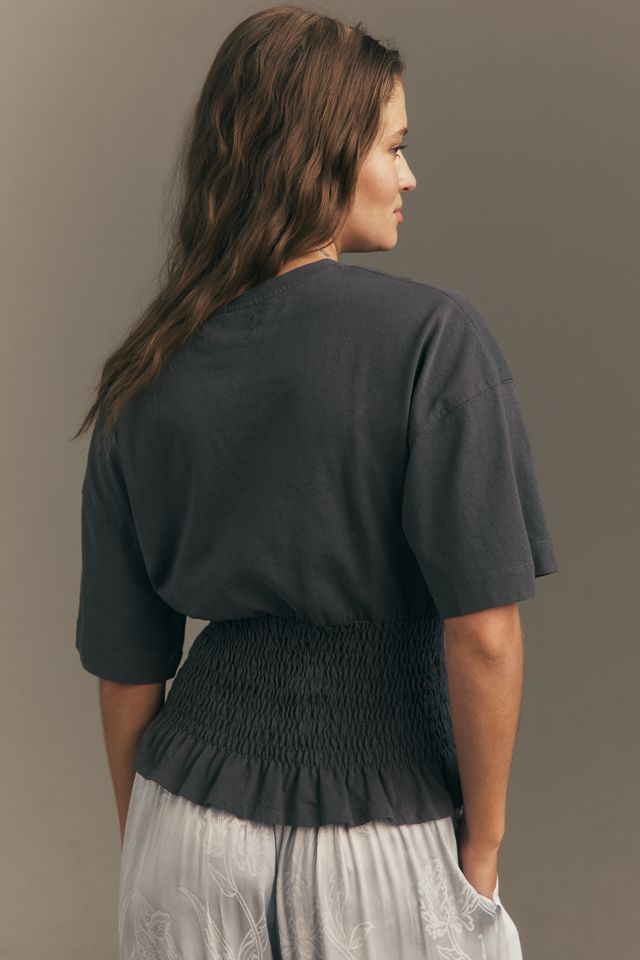 By Anthropologie Short-Sleeve Shirred Top #2