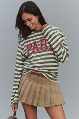 By Anthropologie Long-sleeve Stripe City Top In Multi