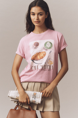By Anthropologie Café Matcha Graphic T-shirt In Pink