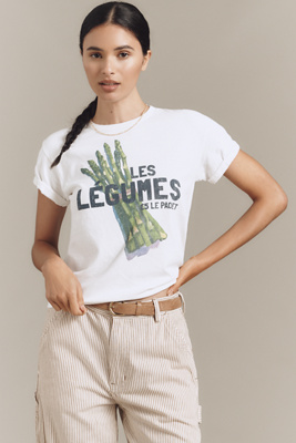 By Anthropologie Legumes Graphic Baby Tee In White