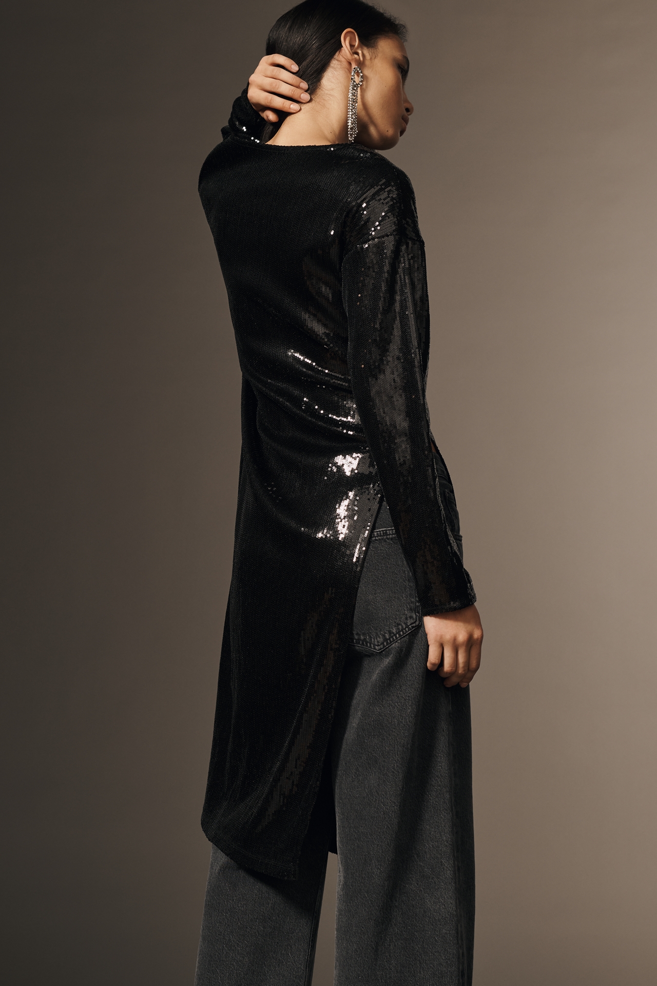 By Anthropologie Long-Sleeve Sequin Tunic