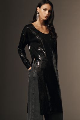 By Anthropologie Long-Sleeve Sequin Tunic