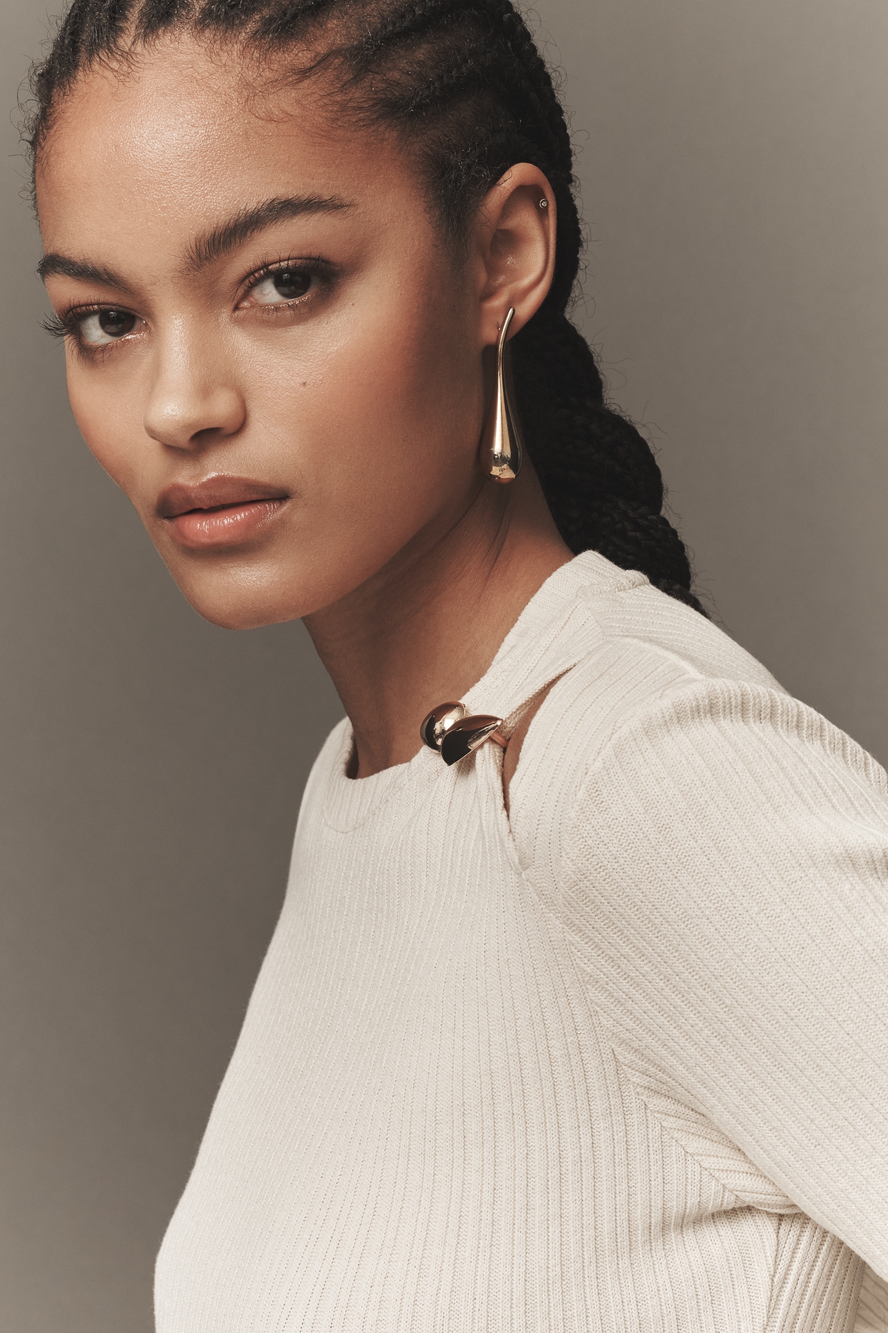 By Anthropologie Ribbed Hardware Cutout Pullover