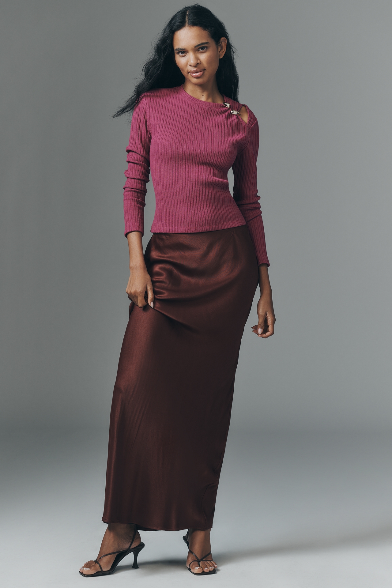 By Anthropologie Ribbed Hardware Cutout Pullover