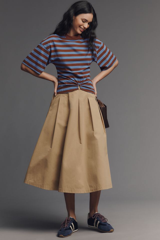 By Anthropologie Striped Cotton Keyhole T-Shirt #2