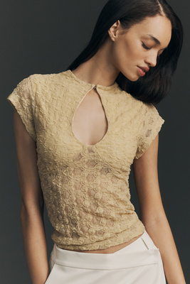 Keyhole High-Neck Lace Top