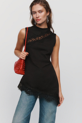 By Anthropologie 100% Cotton Lace Asymmetrical Tunic by Anthropologie