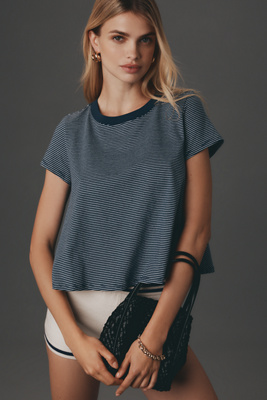 Maeve Cropped Swing T-shirt In Blue