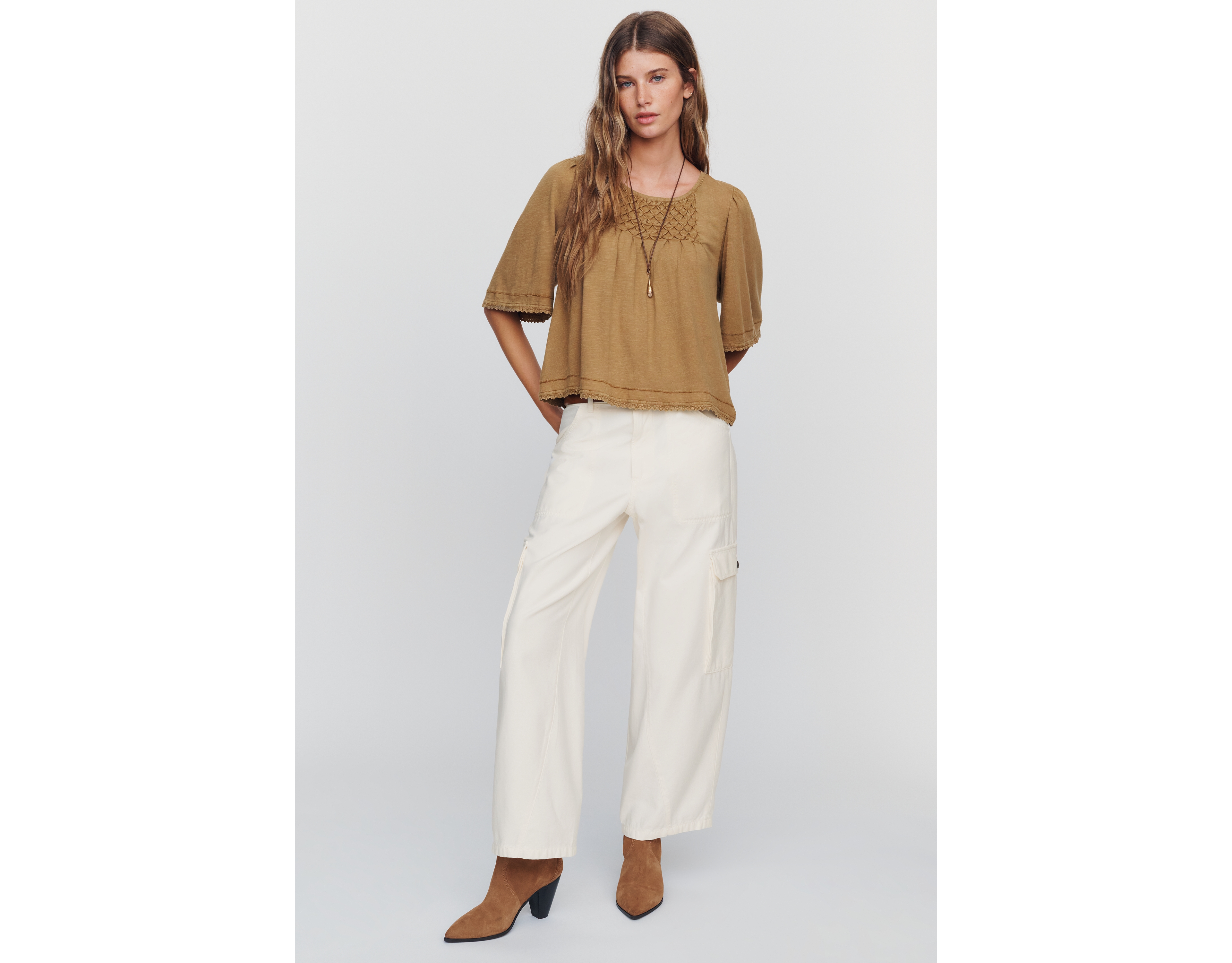 Pilcro Flutter-Sleeve Swing Blouse
