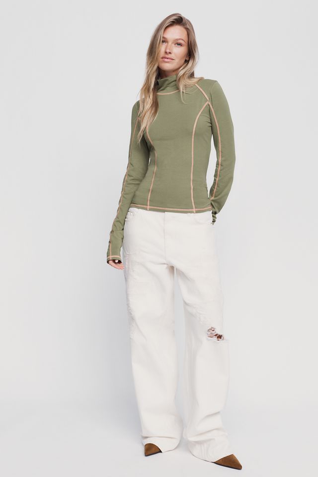 Pilcro Seamed Turtleneck Top #1