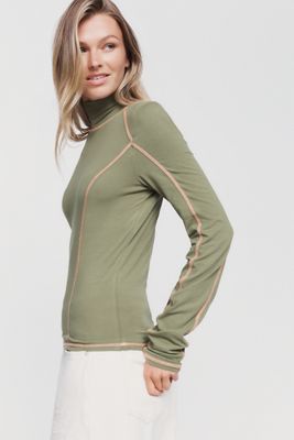 Pilcro Seamed Turtleneck Top