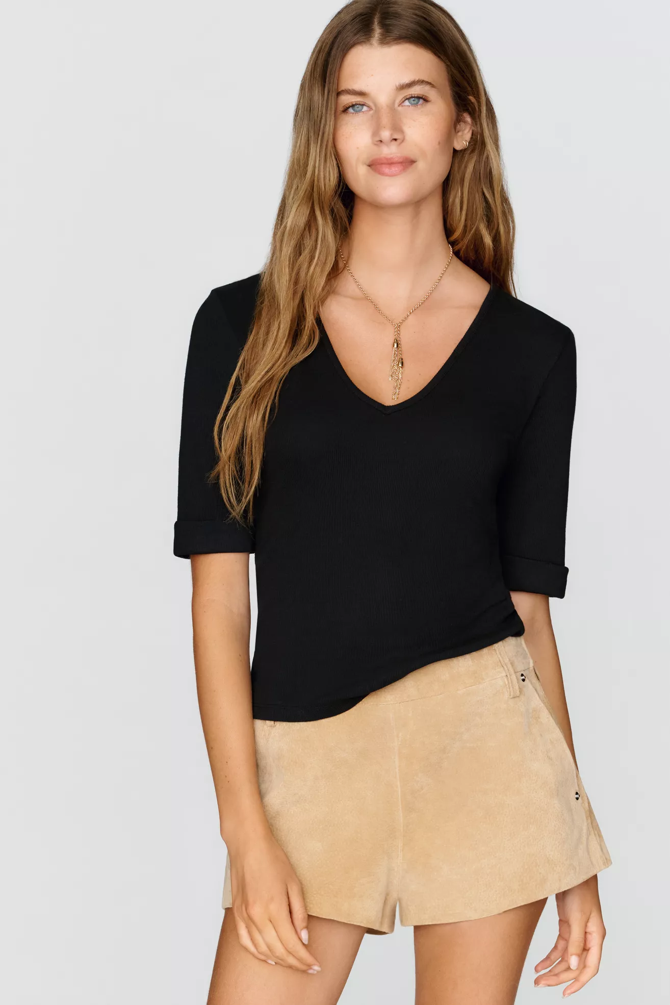Pilcro Cuffed V-Neck Tee