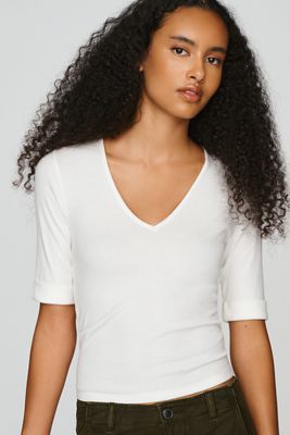 Pilcro Cuffed V-Neck Tee