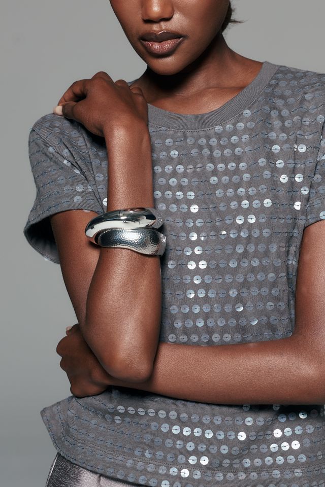 Pilcro Billie 100% Cotton Sequined Tee | Anthropologie
