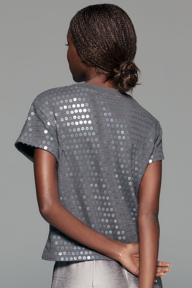 Pilcro Billie 100% Cotton Sequined Tee #3