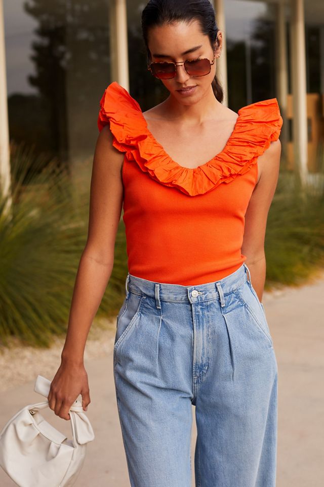 Maeve Ruffled V-Neck Top #2