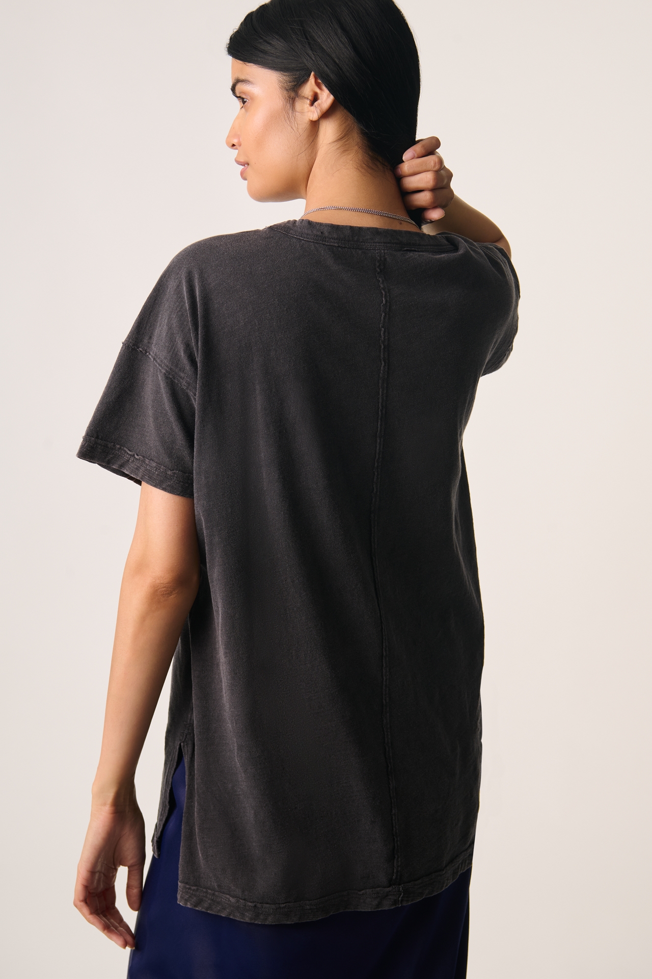 The Jordyn Cotton-Slub Crew-Neck Oversized Tee by Pilcro