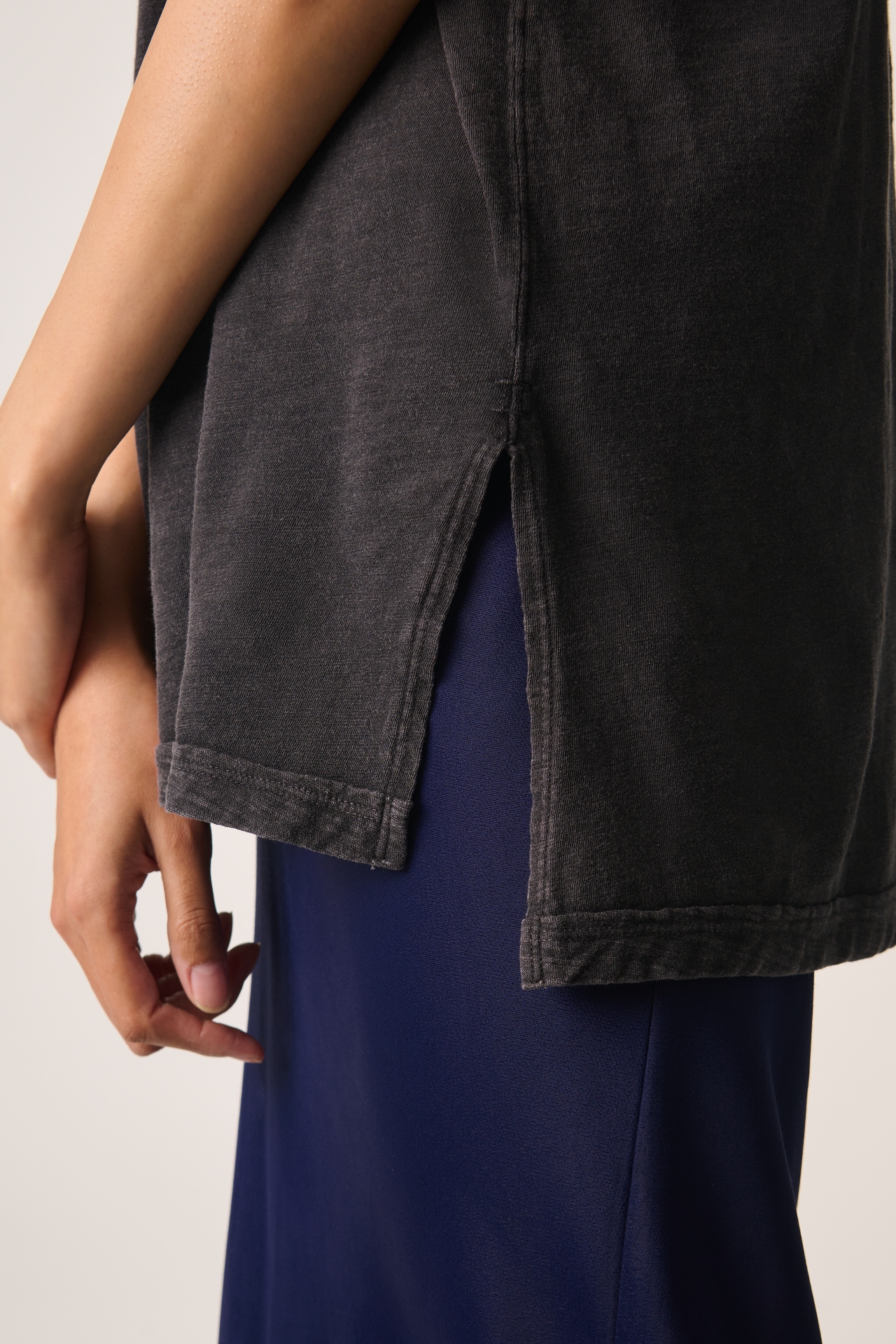 The Jordyn Cotton-Slub Crew-Neck Oversized Tee by Pilcro