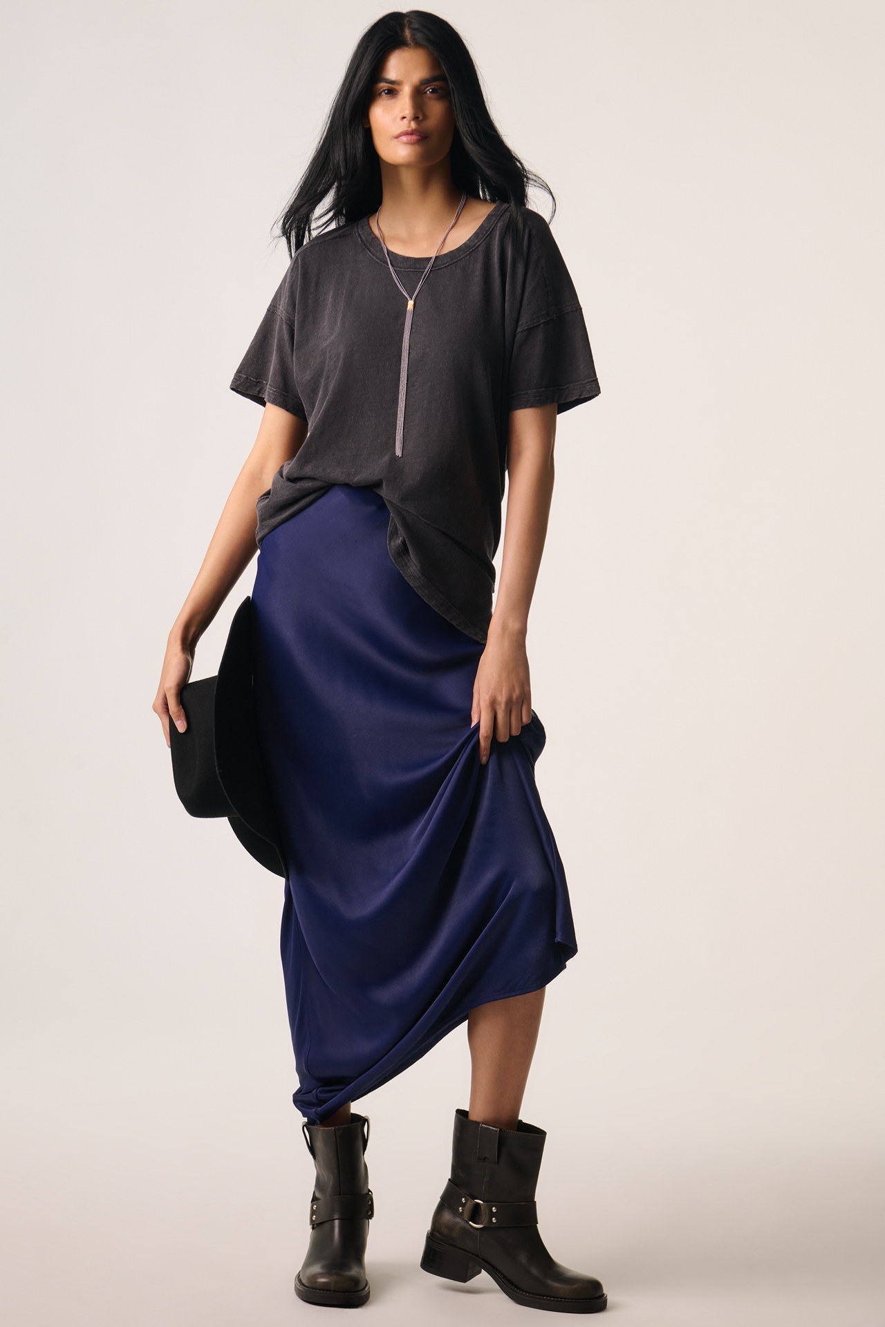 The Jordyn Cotton-Slub Crew-Neck Oversized Tee by Pilcro