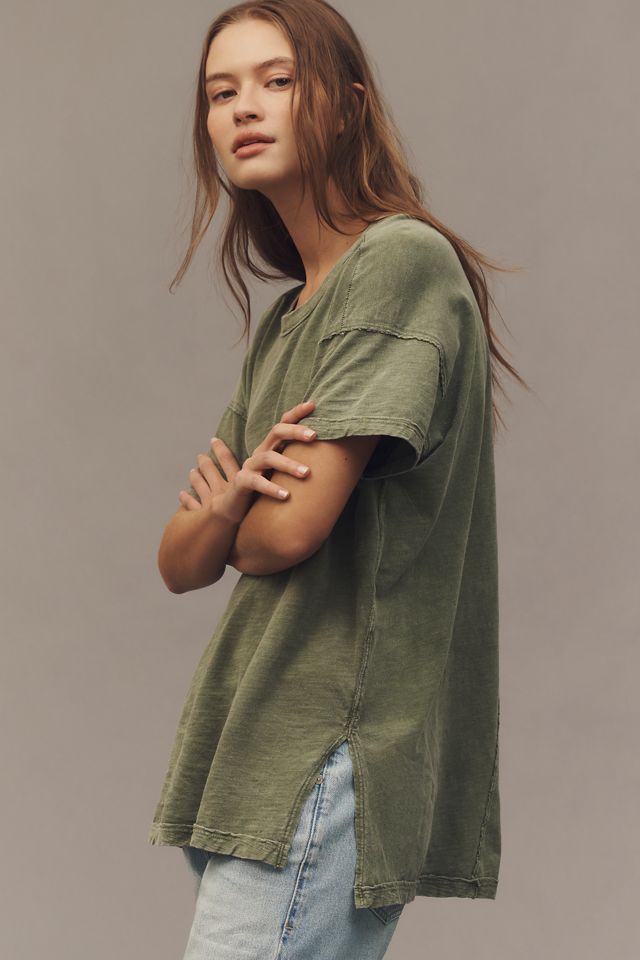 Jordyn Cotton-Slub Crew-Neck Oversized Tee by Pilcro #3
