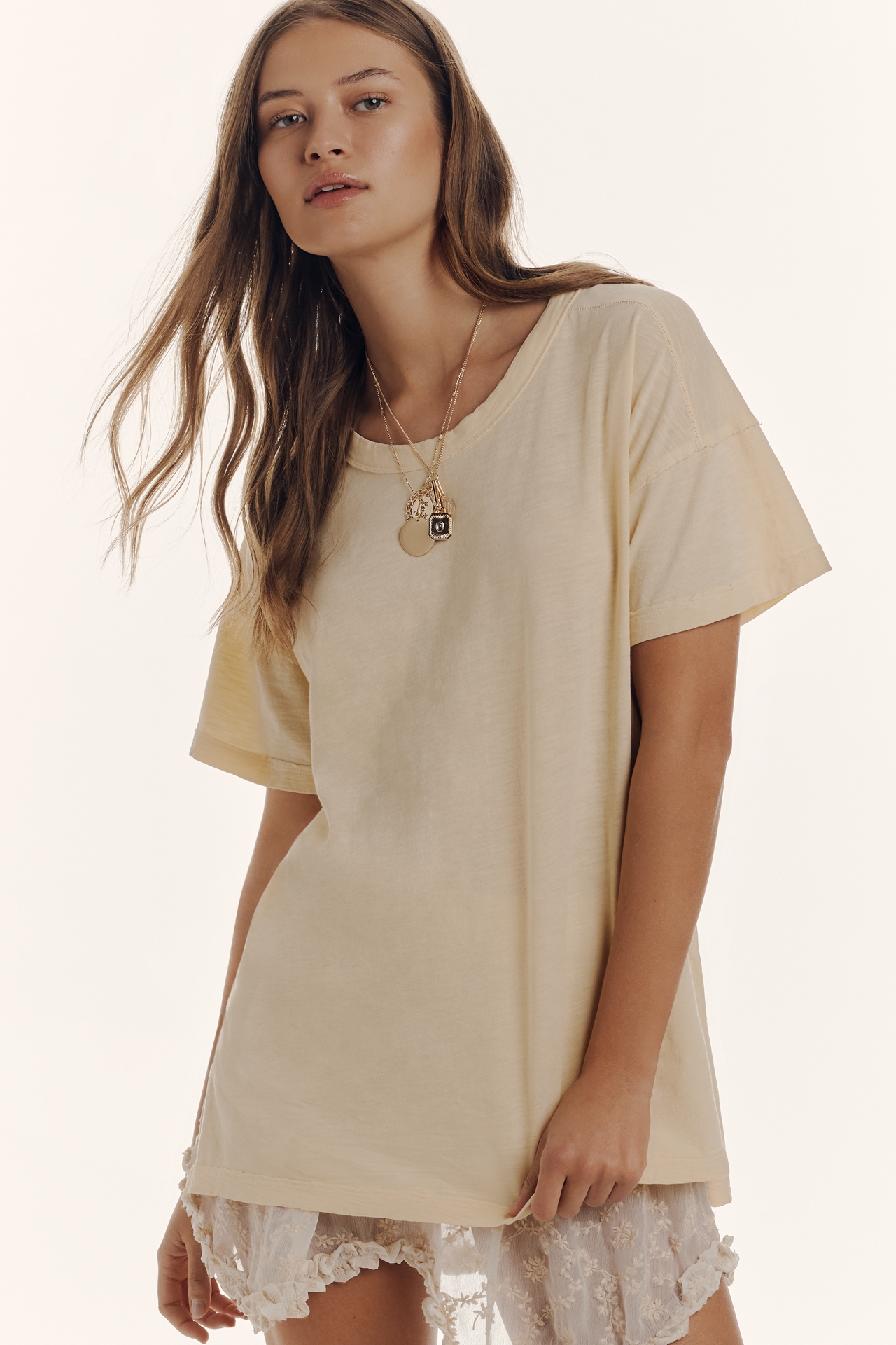 The Jordyn Cotton-Slub Crew-Neck Oversized Tee by Pilcro
