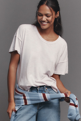 Pilcro The Jordyn Cotton-slub Crew-neck Oversized Tee By  In White