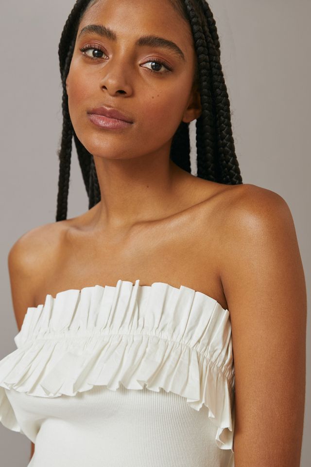 Maeve Poplin Ruffle Tube Top #1