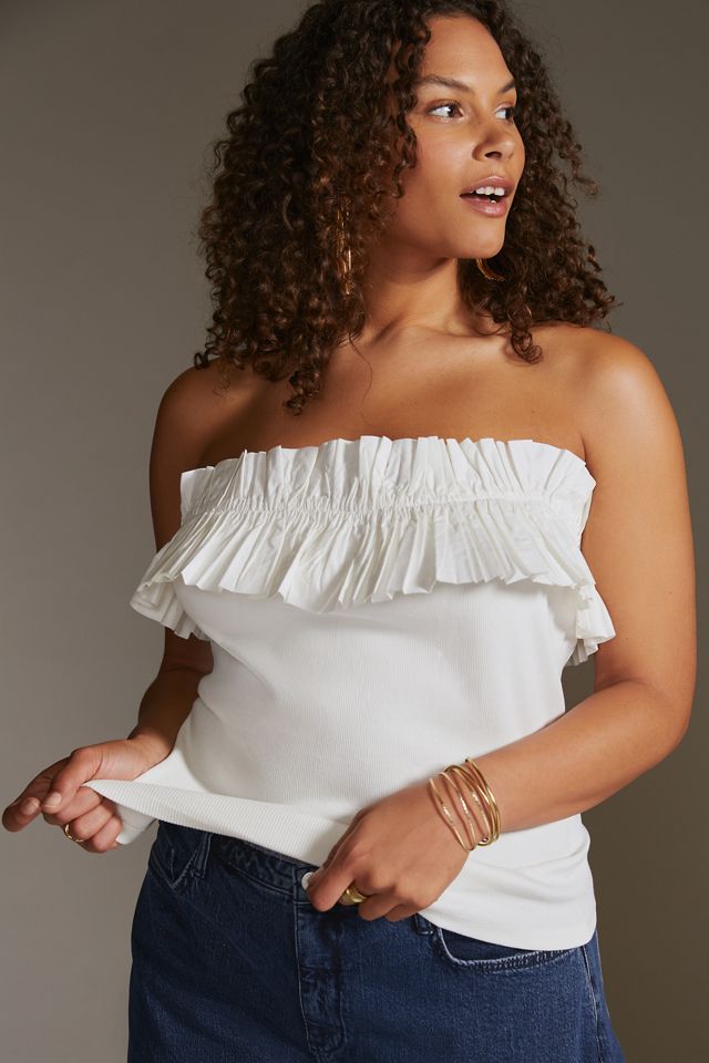 Maeve Poplin Ruffle Tube Top #7