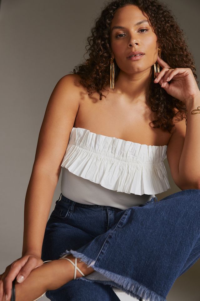 Maeve Poplin Ruffle Tube Top #4
