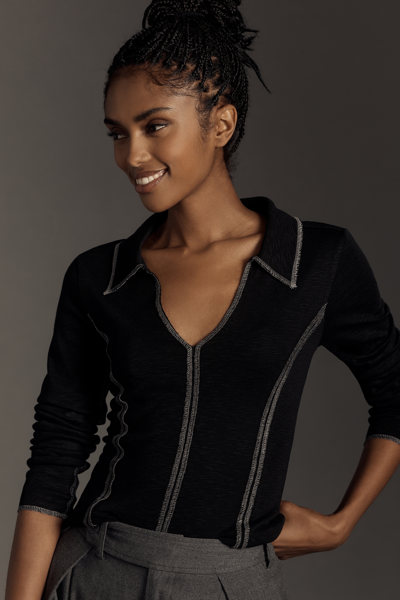 Pilcro Stitched Long-Sleeve Top