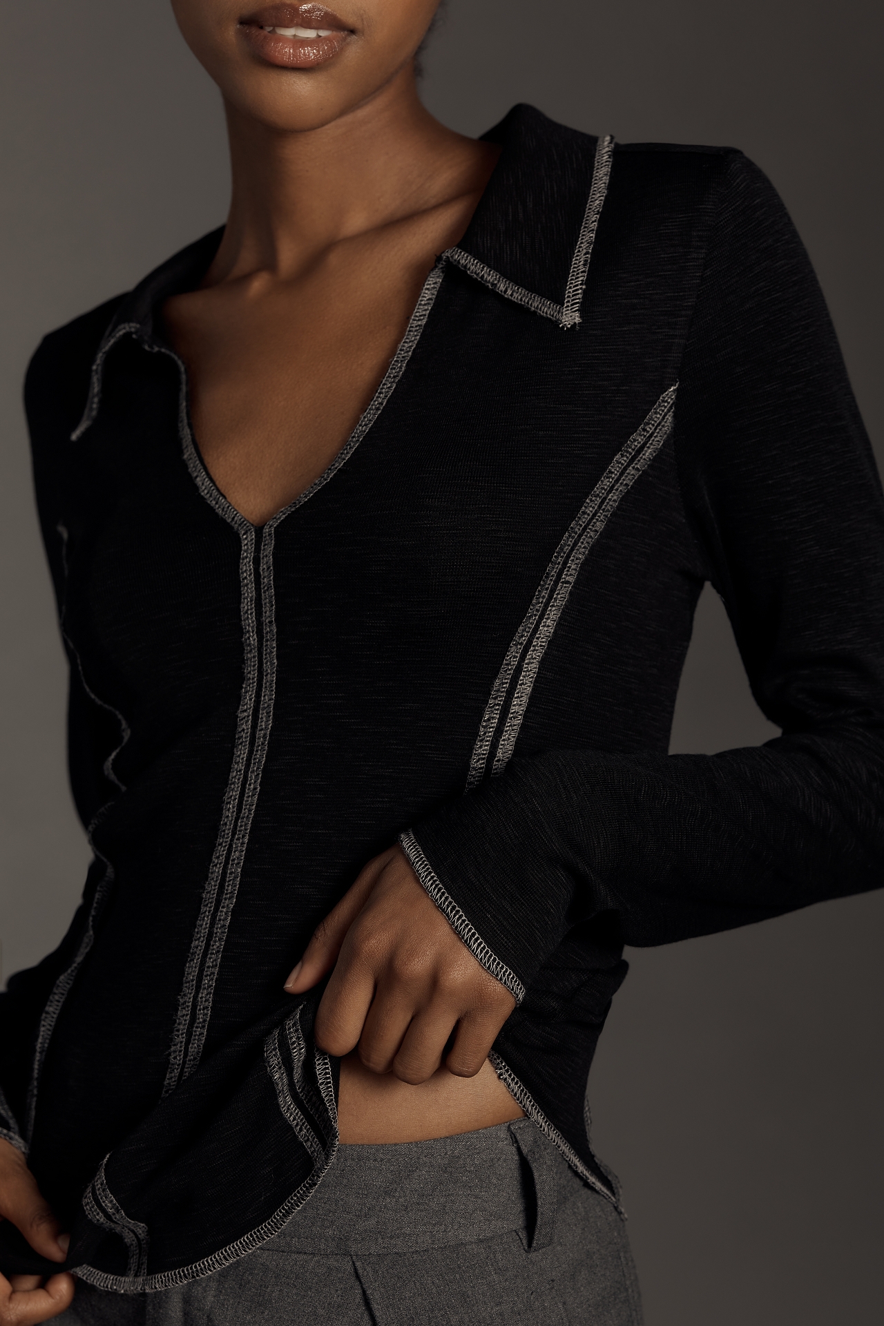 Pilcro Stitched Long-Sleeve Top