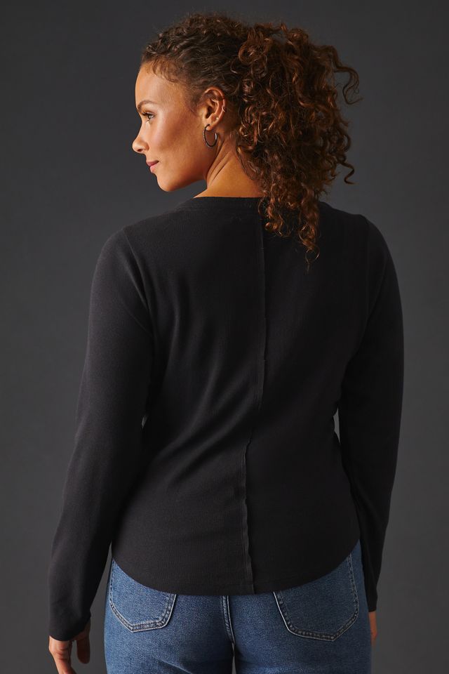 Pilcro Ribbed Long-Sleeve Henley Top #5