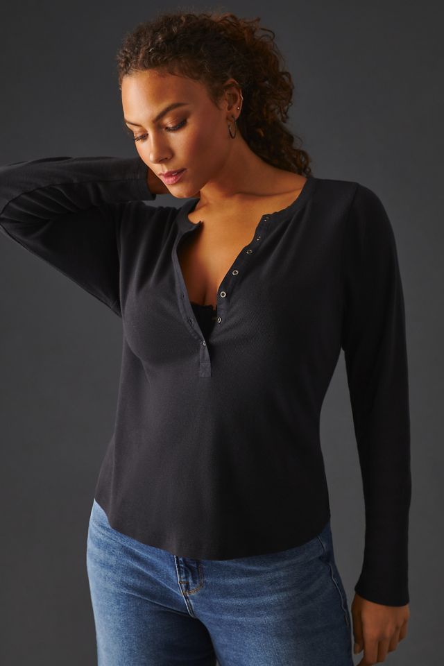 Pilcro Ribbed Long-Sleeve Henley Top #6