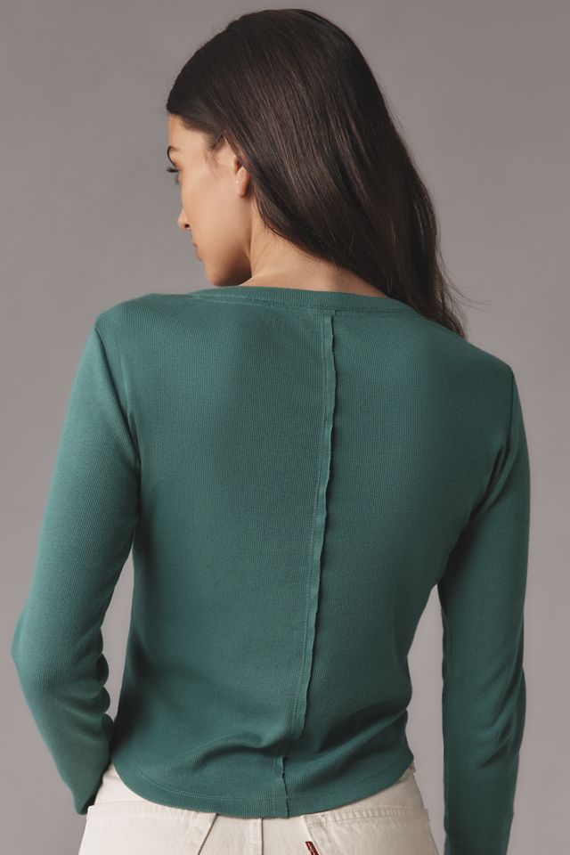 The Andie Ribbed Henley Top by Pilcro #2