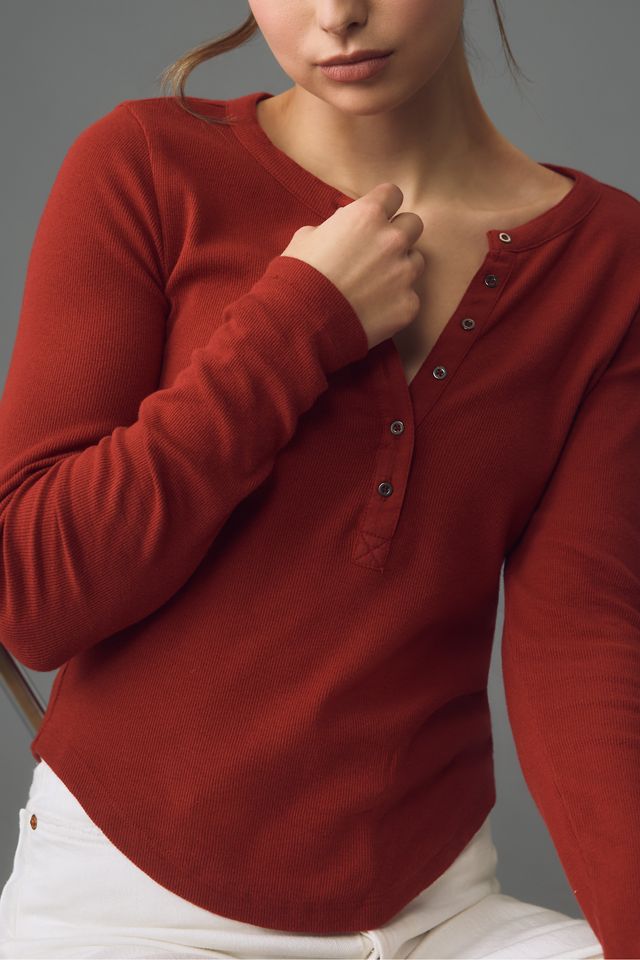 Andie Ribbed Henley Top by Pilcro #2