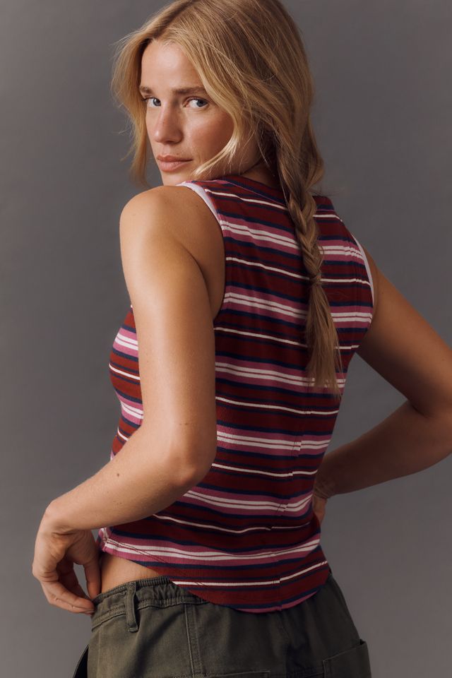 The Andie Ribbed Henley Top by Pilcro: Sleeveless Edition #1