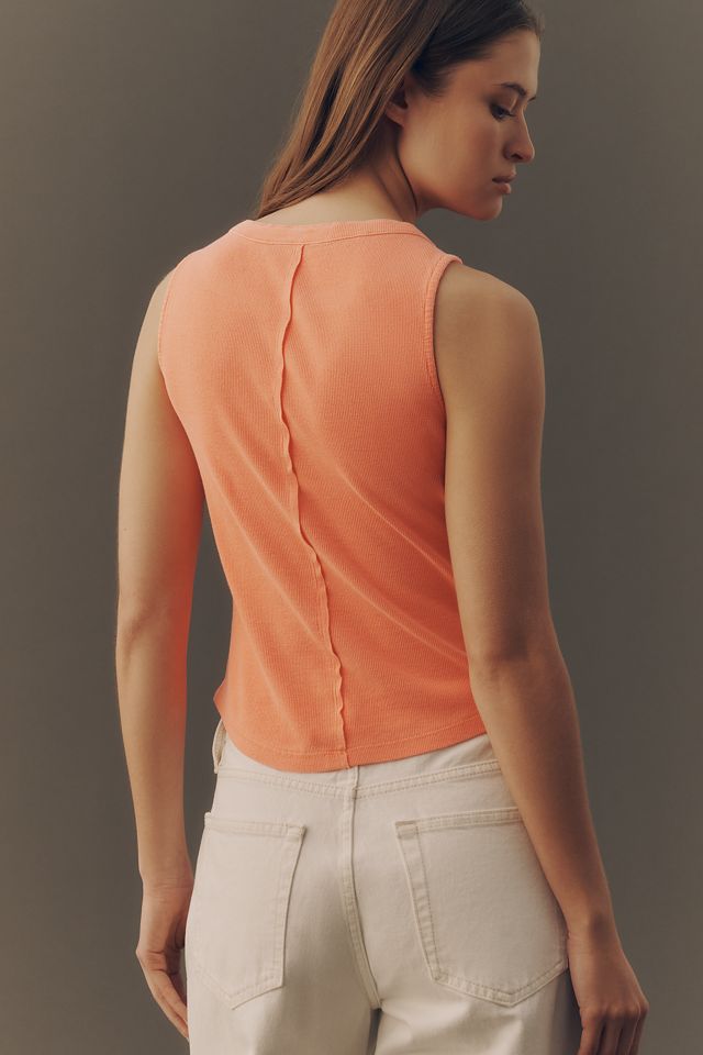 Andie Sleeveless Ribbed Henley Top by Pilcro #3