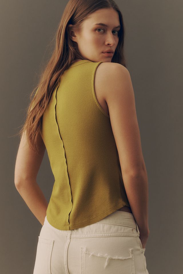 Andie Sleeveless Ribbed Henley Top by Pilcro #3