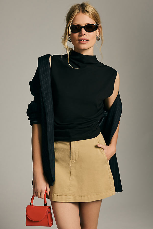 Maeve Mock-neck Shell Top In Black