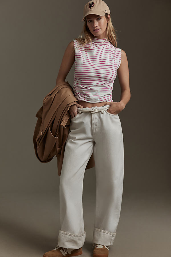 Maeve Mock-neck Shell Top In Pink