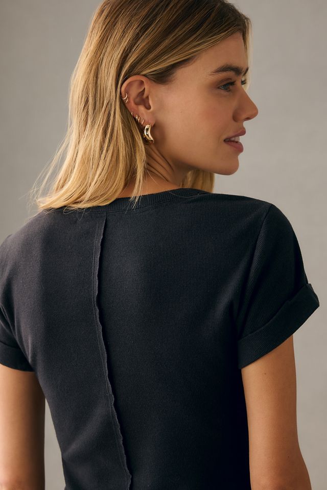 The Andie Ribbed Henley Top by Pilcro: Short-Sleeve Edition #3