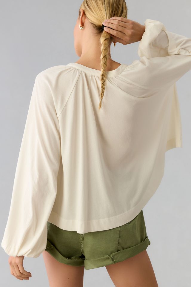 Maeve Split-Neck Pleated Blouse #1
