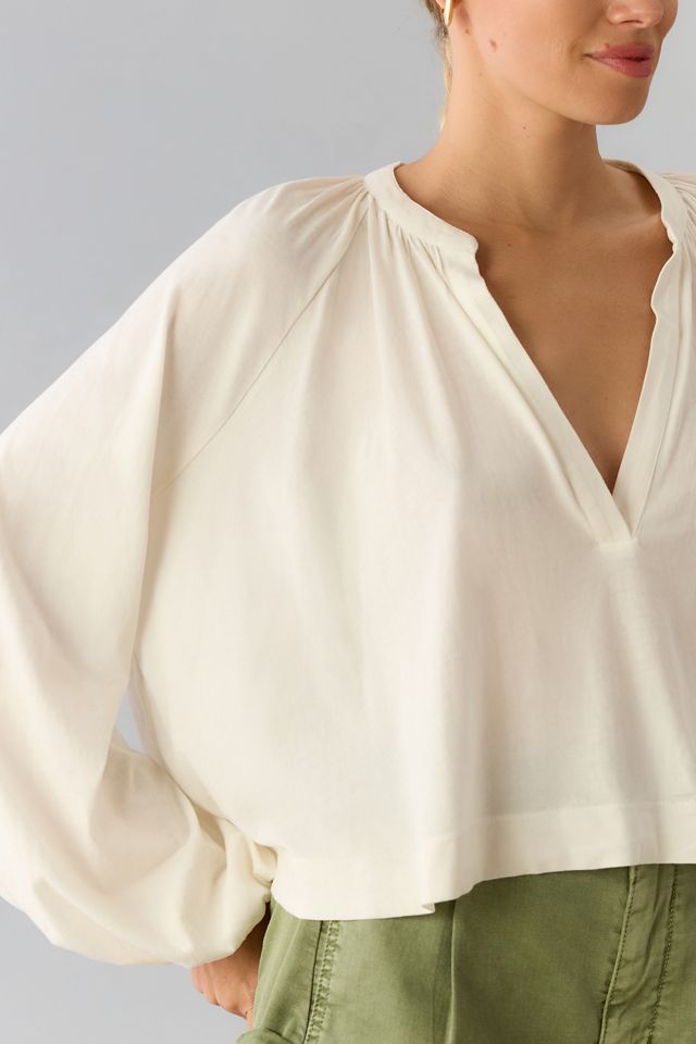 Maeve Split-Neck Pleated Blouse #3