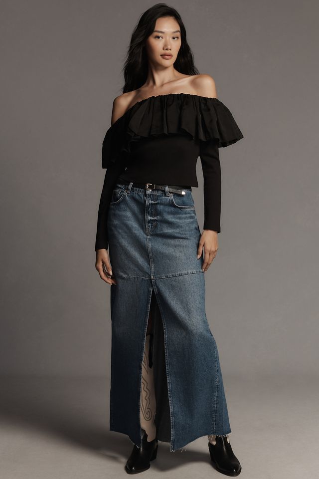 By Anthropologie Off-The-Shoulder Organza Ruffle Top #3