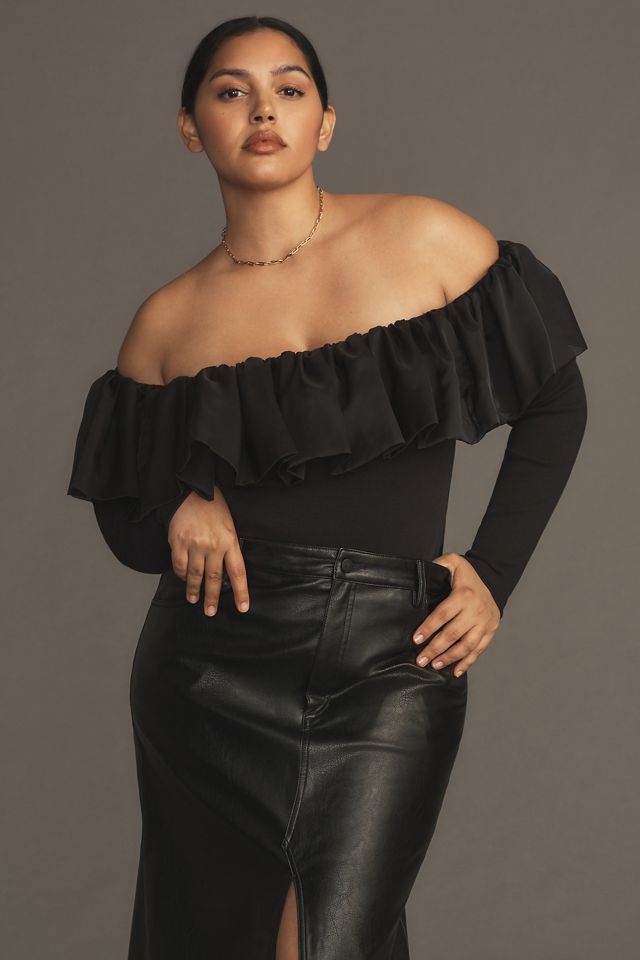 By Anthropologie Off-The-Shoulder Organza Ruffle Top #4