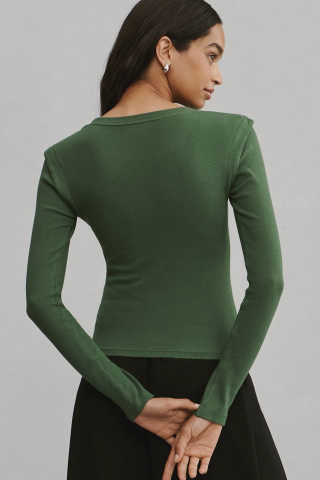 Maeve Long-Sleeve Ribbed Layered Top #1