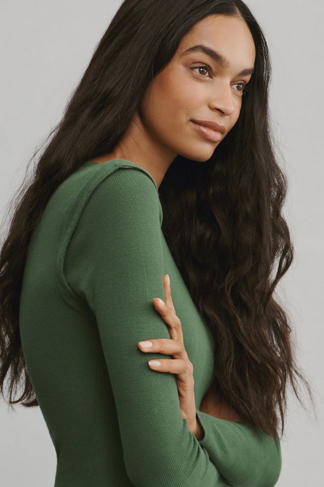 Maeve Long-Sleeve Ribbed Layered Top #3