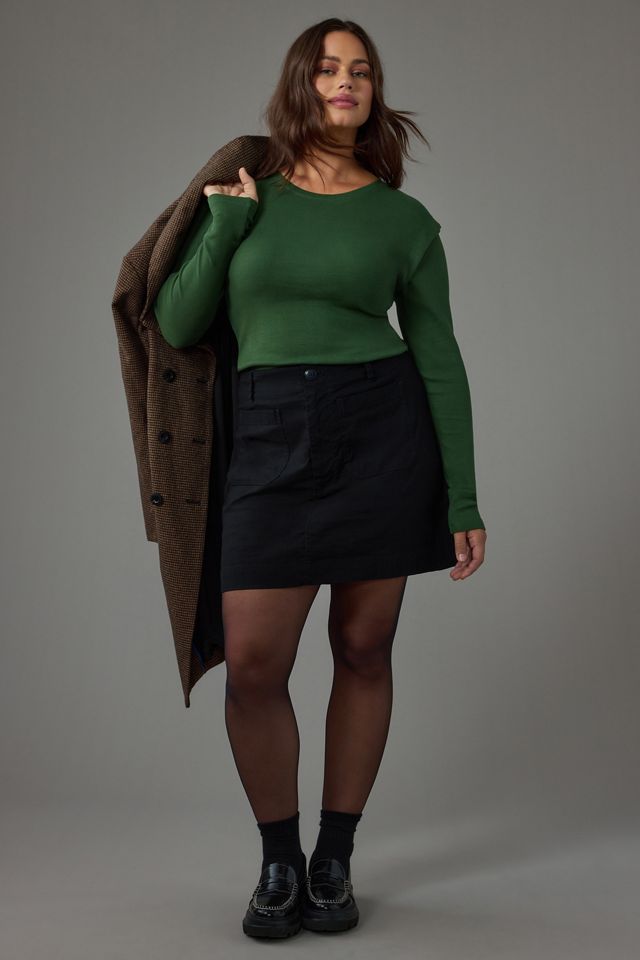 Maeve Long-Sleeve Ribbed Layered Top #6