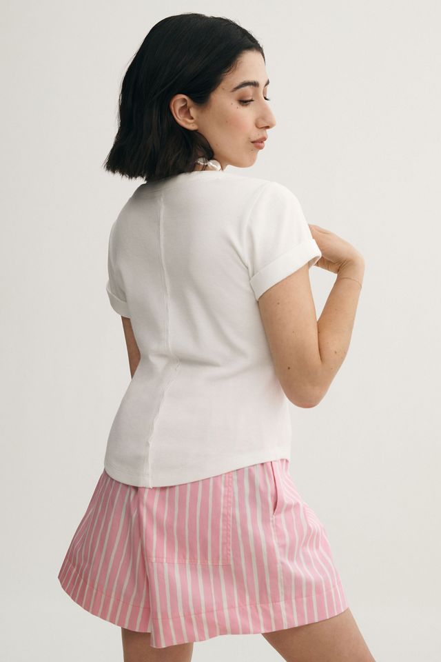 The Andie Ribbed Henley Top by Pilcro: Short-Sleeve Edition
