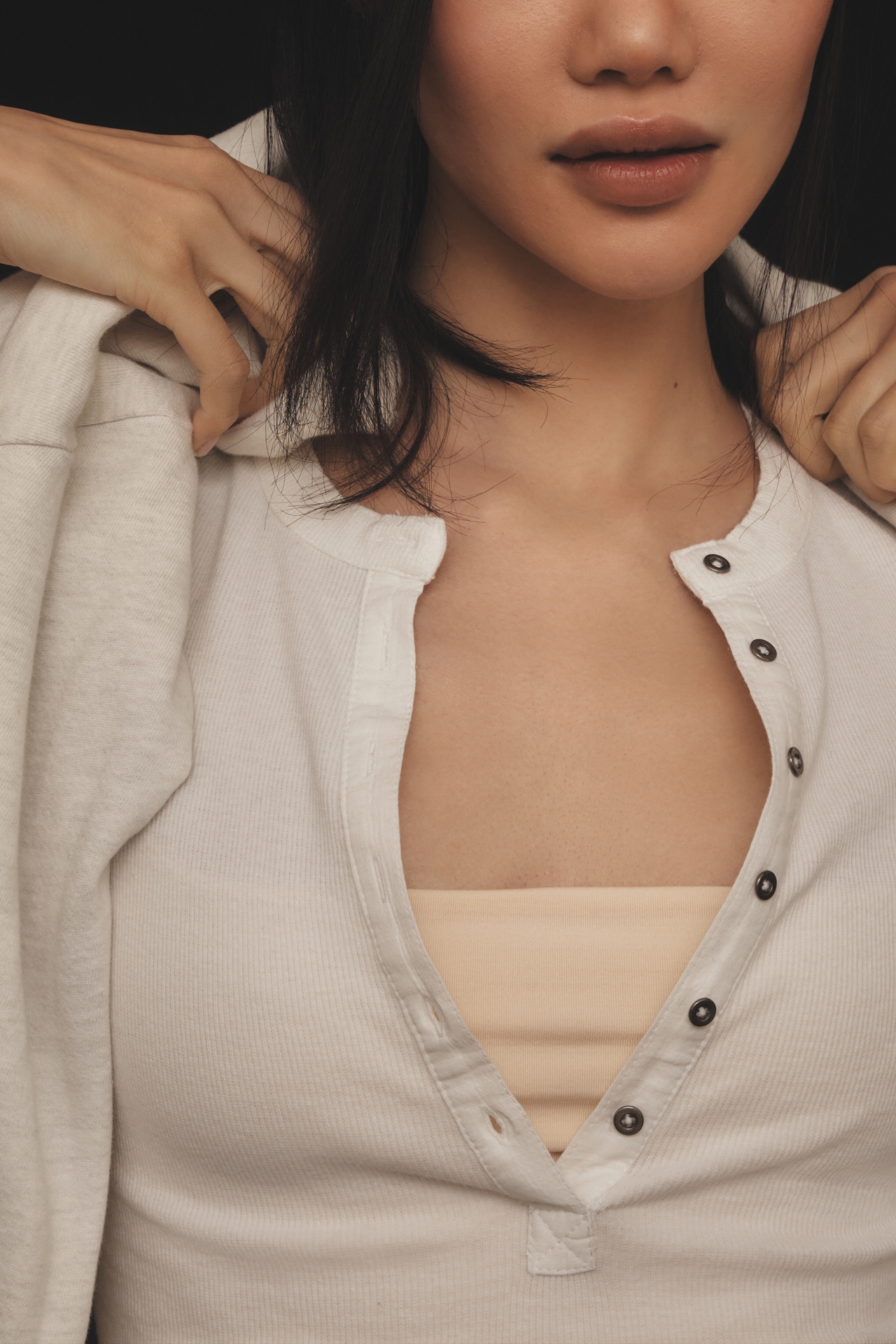 The Andie Ribbed Henley Top by Pilcro: Short-Sleeve Edition